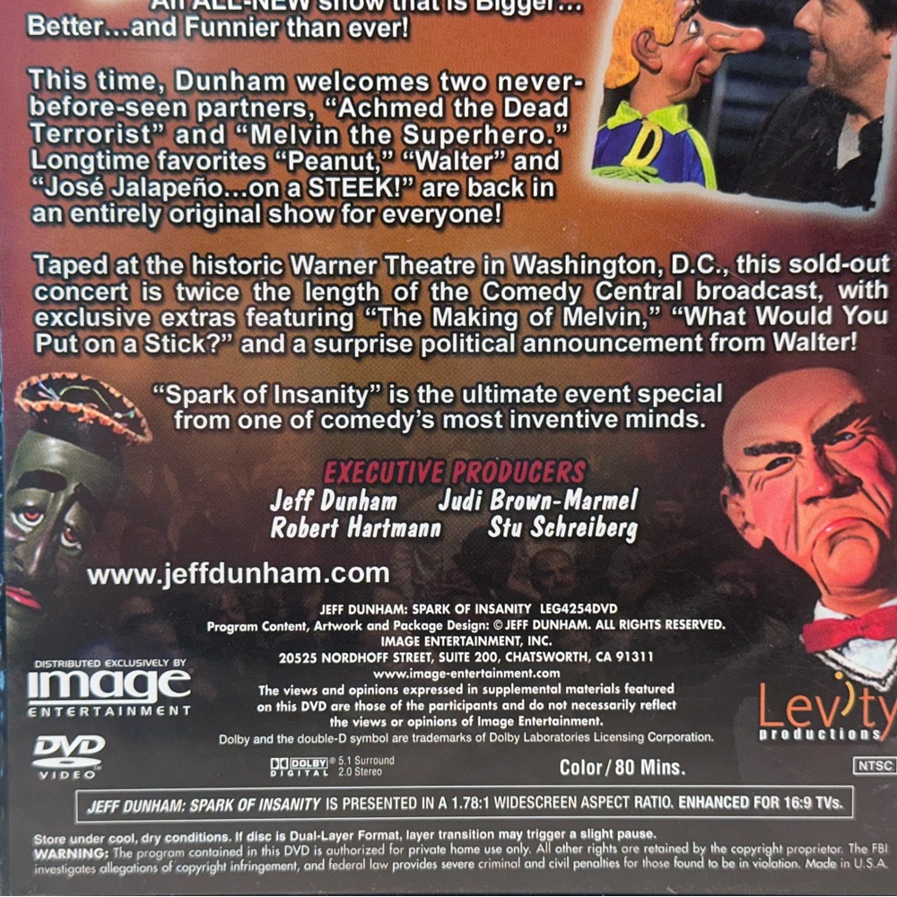 Jeff Dunham - Spark of Insanity (DVD, 2007) - Tested - Picture 4 of 11